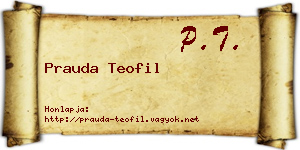 Prauda Teofil névjegykártya